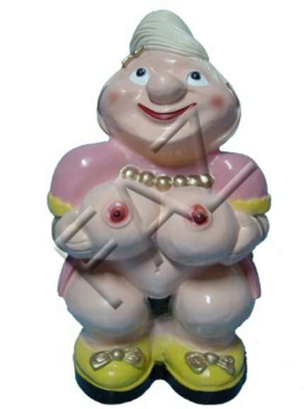 Sexy decor figure designed as a gloss semi-naked sitting grandma 76cm