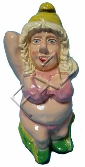 Decor colorful sculpture designed as blond semi-naked woman figure 38cm