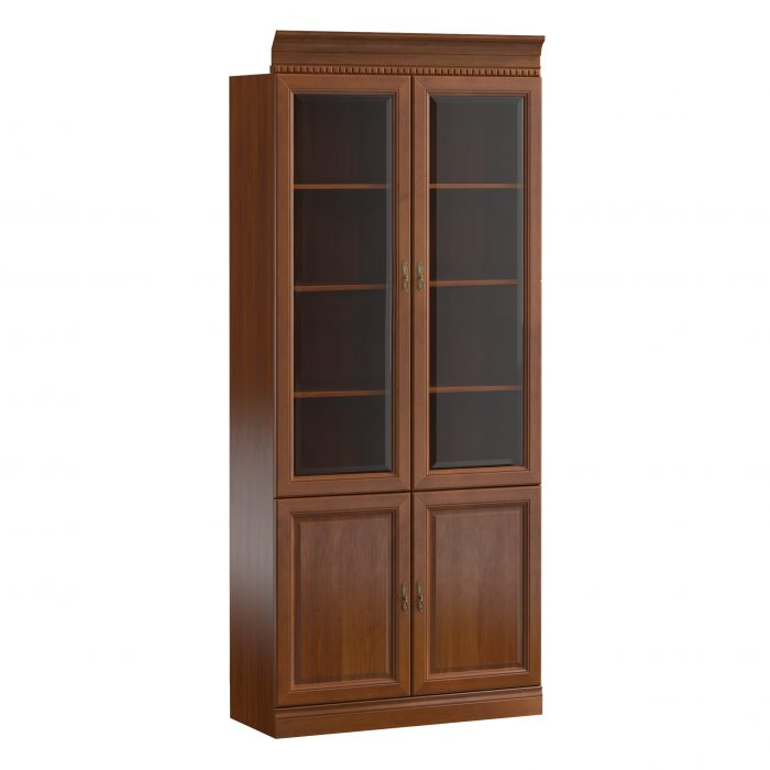 Classic country style wooden office bookcase with swing doors & shelves Model BA-2