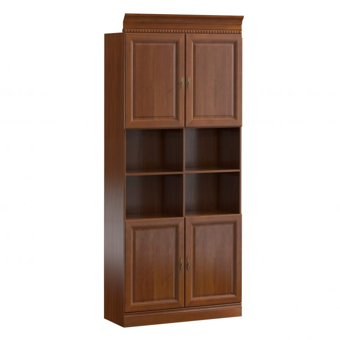 Classic country style wooden bookcase with 4-swing doors & shelves Model BA-5