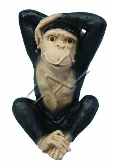 Decorative sculpture designed as an original colored no hearing monkey 36cm height