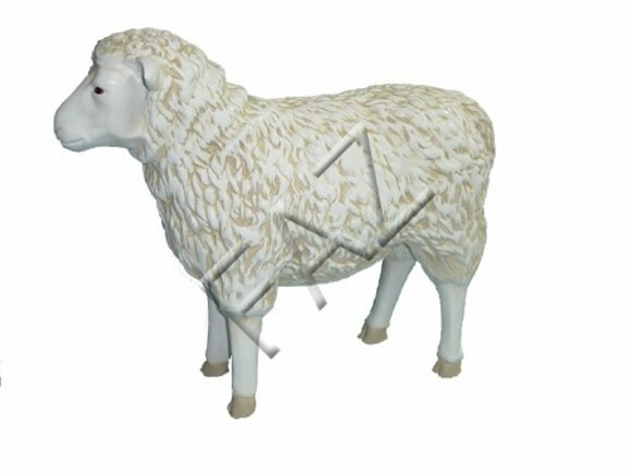 Motley full white colored decorative sculpture designed as sheep