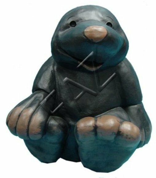 Decorative sculpture designed as full black colored matte black sitting mole 54cm c155