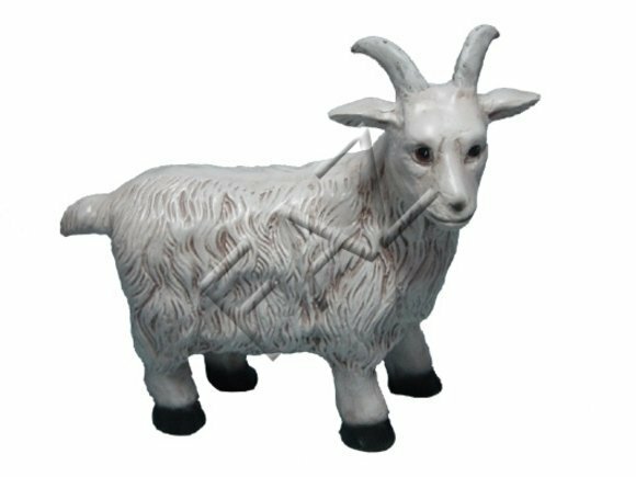 Decorative sculpture designed as full white colored goat with horns 41x44cm