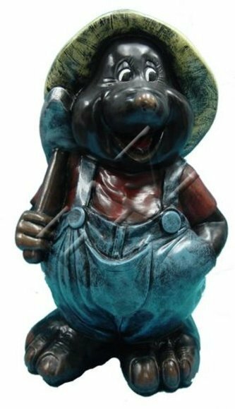 Full black matte colored decorative sculpture of mole miner 75cm height c161