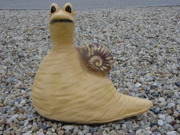 Decorative sculpture designed as an original colored funny massive snail 33cm height