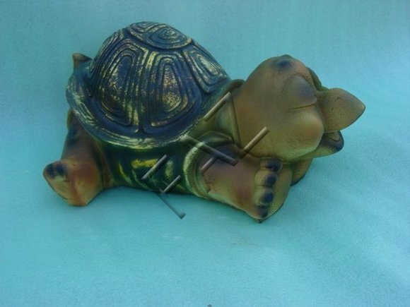 Decorative sculpture designed as colorful cartoon sleeping turtle 25x40cm