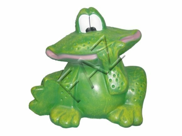 Decorative sculpture designed as bright green colored shy frog 39x41cm