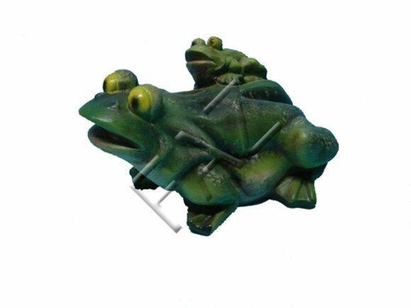 Decorative sculpture designed as dark green colored frog with a cub c188