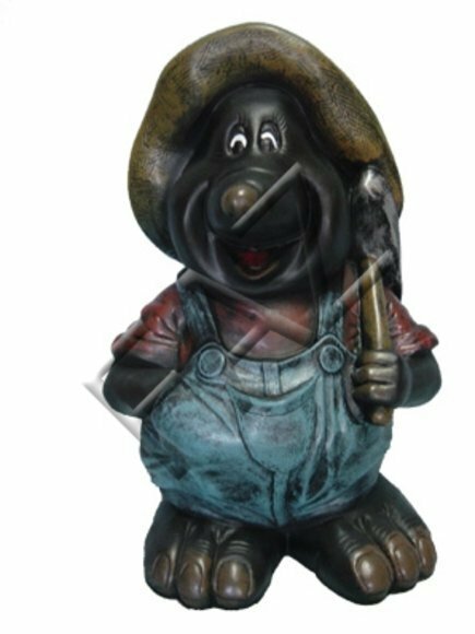 Decorative sculpture designed as black colored mole miner 47cm height c217