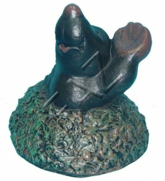 Greeting from a ground happy mole decorative black sculpture 29cm height c241