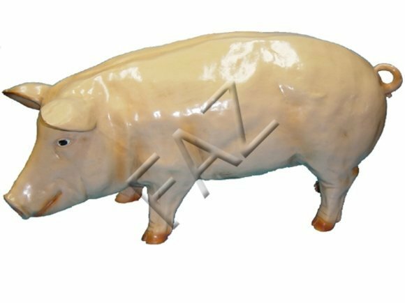 Gloss light pink colored decorative fat pig sculpture 48x93cm c27