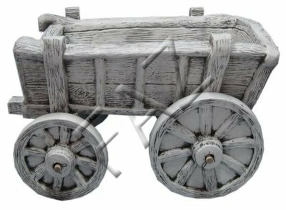 White colored decor figure designed as a wooden wagon 44x73cm