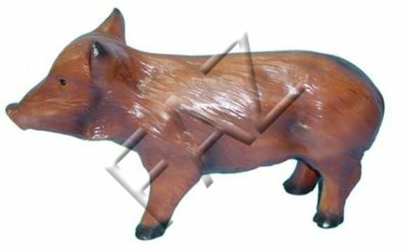 Decorative sculpture designed as gloss brown colored wild boar cub 28x50cm