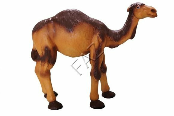 Gloss brown colored decorative garden sculpture designed as a camel 76x30x91cm