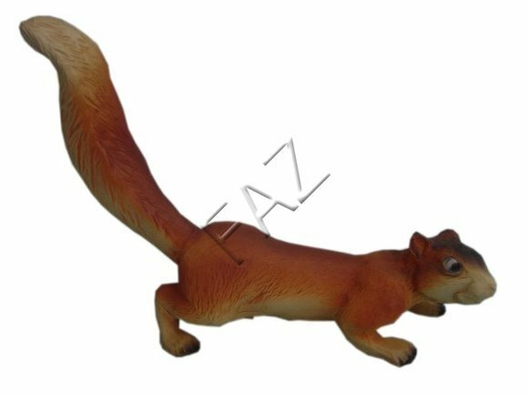 Decorative sculpture designed as motley light brown beige colored squirrel 23x34cm c511