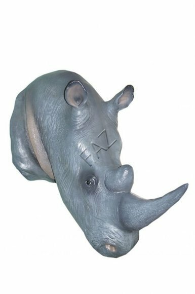 Decorative wall sculpture designed as an original colored rhino head 160x83x140cm