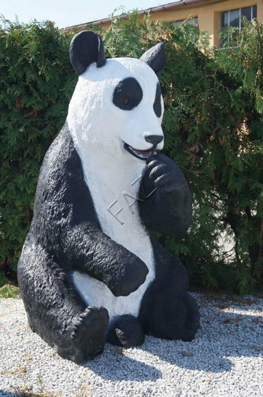 Natural black white colored decorative sculpture designed as a sitting panda 135x80x85cm