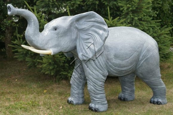 Full silver colored baby elephant figure decorative garden sculpture 190cm length