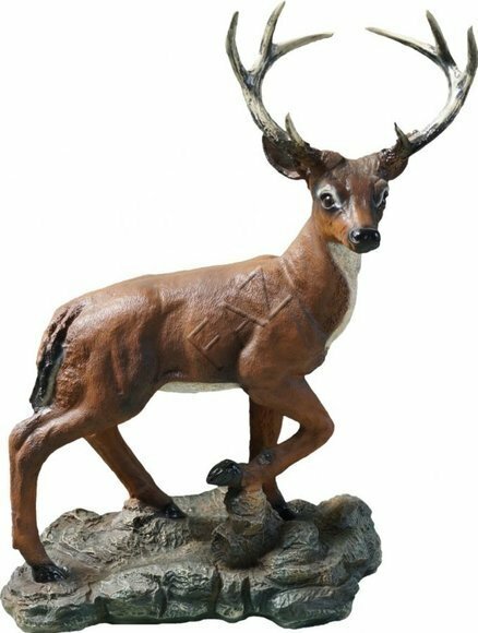 Decorative sculpture designed as original color dark brown deer with massive horns 115x80cm