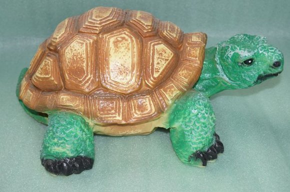 Garden decorative sculpture designed as a light green colored turtle 19x42cm