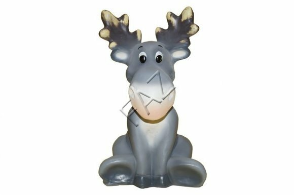 Decorative sculpture designed as motley grey colored reindeer 36x23cm