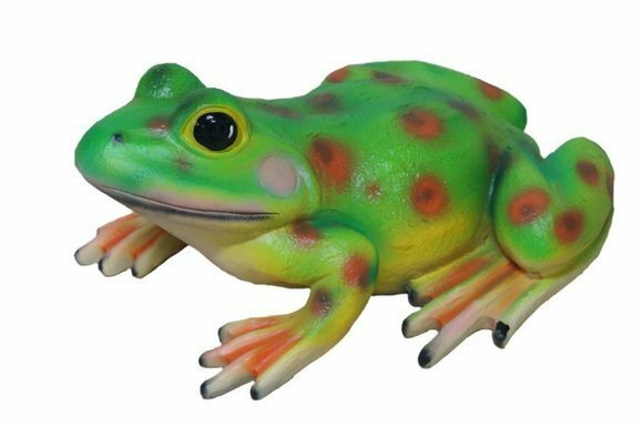 Motley matte green frog with red dots decorative garden sculpture c829