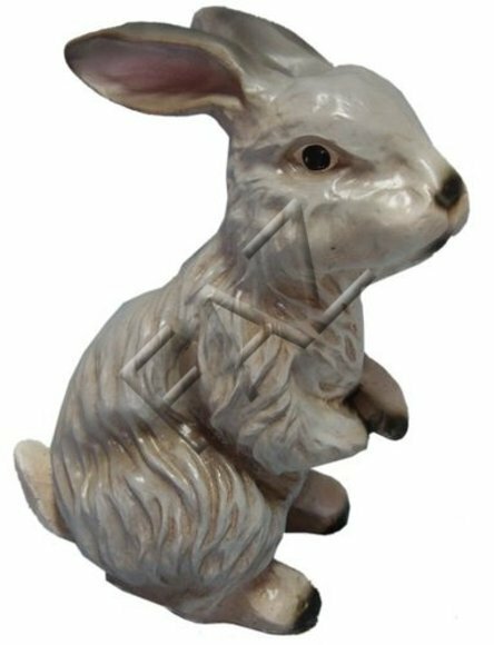 Decorative sculpture designed as gloss white colored bunny 25cm height c89a