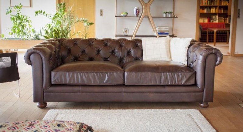 Chesterfield Sofa 3-Seater Classic Faux Leather Brown With Soft Cushions Living Room Couch