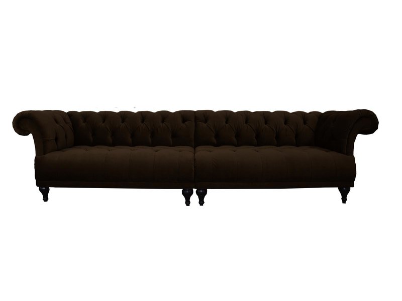 Chesterfield XXL 5-Seater Sofa Dark Faux Leather Comfortable Couch Living Room