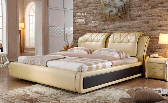 Luxury bedroom bed upholstery design double hotel beds leather bed 180x200cm