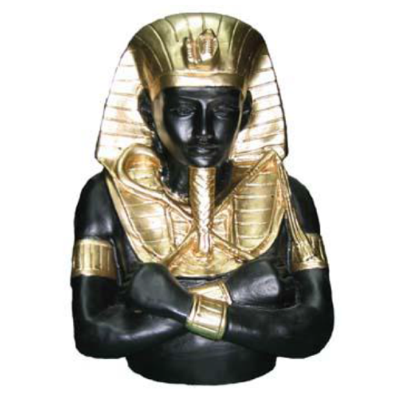 Ancient egyptian decorative sculpture designed as tutankhamun bust in gold black colors 34cm