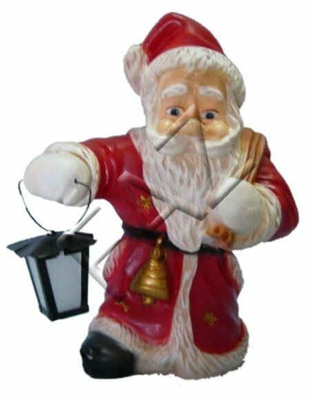 Colorful decorative sculpture designed as santa claus holding a lamp 43cm