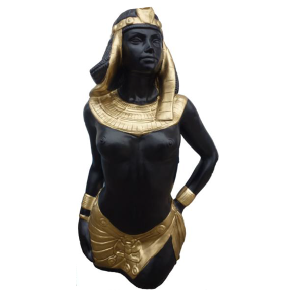 Ancient egyptian decorative golden black sculpture designed as woman figure 78cm