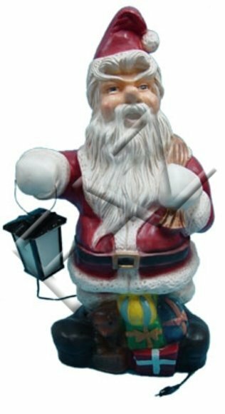 Decorative lighting sculpture designed as santa claus with lamp & presents 85cm