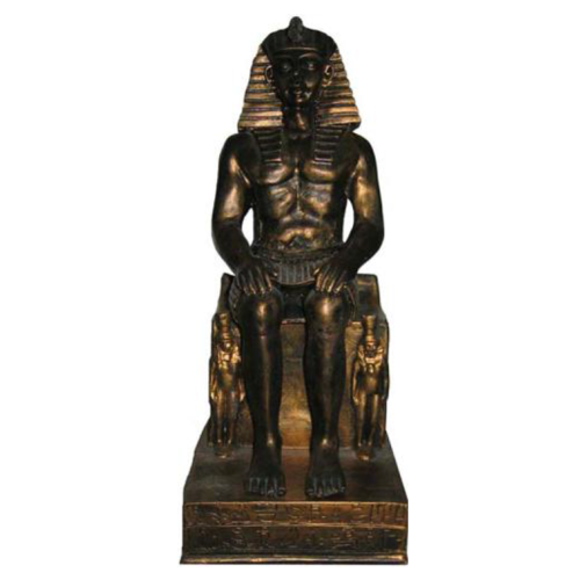 Golden colored decorative sculpture designed as an ancient egyptian pharaoh figure 31cm