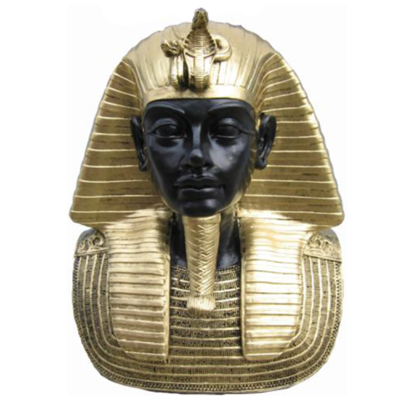 Golden black colored decorative sculpture designed as an ancient egyptian tutankhamun bust 29cm