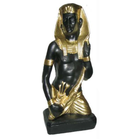 Decorative ancient egyptian golden black colored pharaoh with a bow 46cm