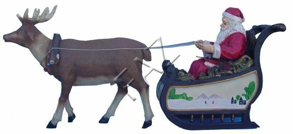 Design santa-claus reindeer decorative figure sculpture 125x283 cm sizes