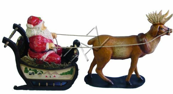 Design santa-claus reindeer decorative figure sculpture 75 x 158cm sizes