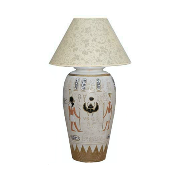 Floor lamp decorated in ancient egyptian vase style with hieroglyphs 97cm E65