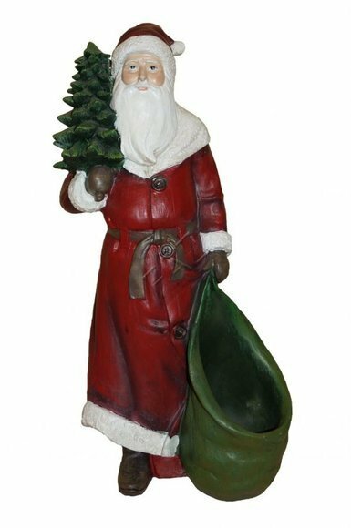 Christmas decorative sculpture designed as santa claus with a christmas tree 47x23cm