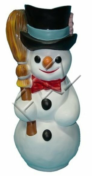 Christmas decorative sculpture designed as a snowman with a broom 86cm