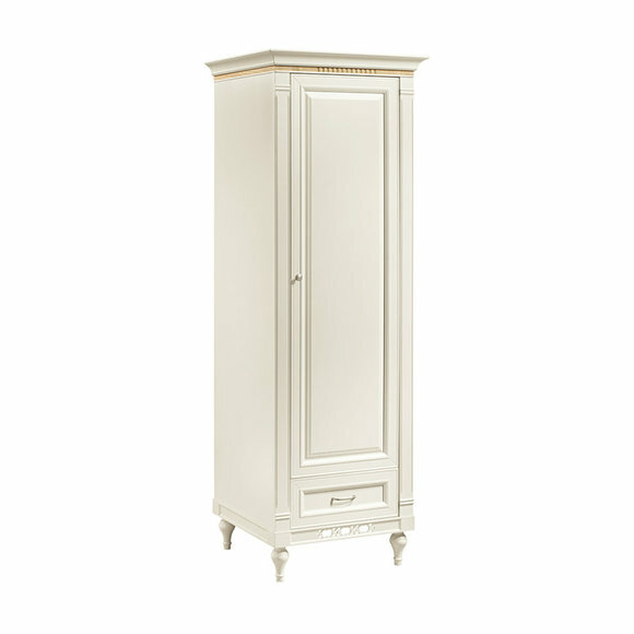 Classic style real wooden wardrobe with sliding drawer & swing door model - FL-D1