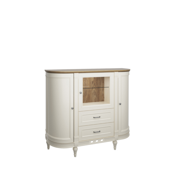 Classic real wooden sideboard with swing doors & sliding drawers model - FL-KB