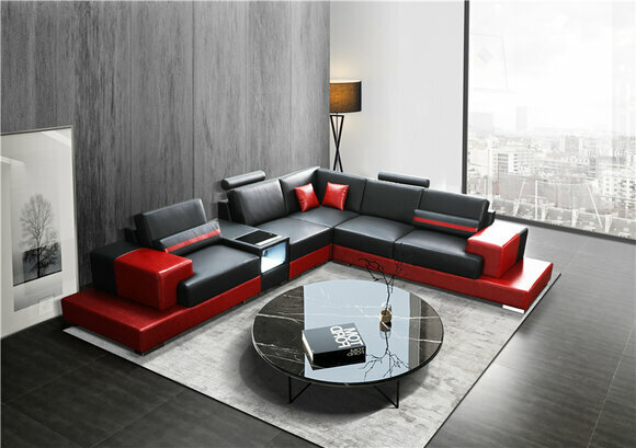 Couch corner sofa leather living area suite design modern sofa L-shaped coffee table