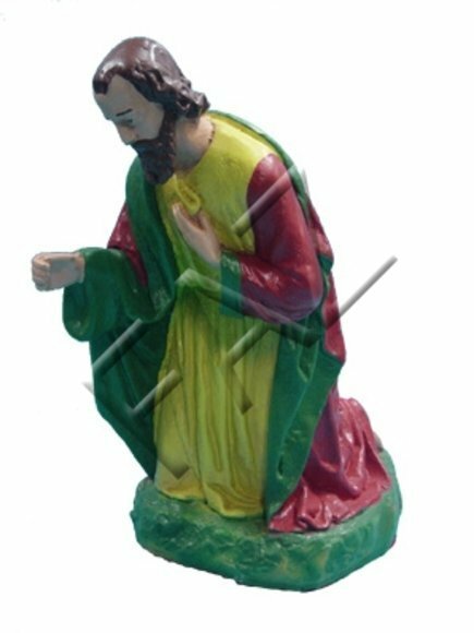 Colorful decorative sculpture designed as praying man on the knees 40x33cm