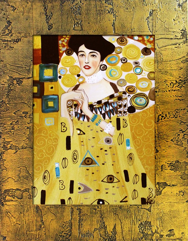 GUSTAV KLIMT - OIL PAINTING PICTURE OIL PAINTING WITH FRAME REAL PAINTING 47X57CM - G16959