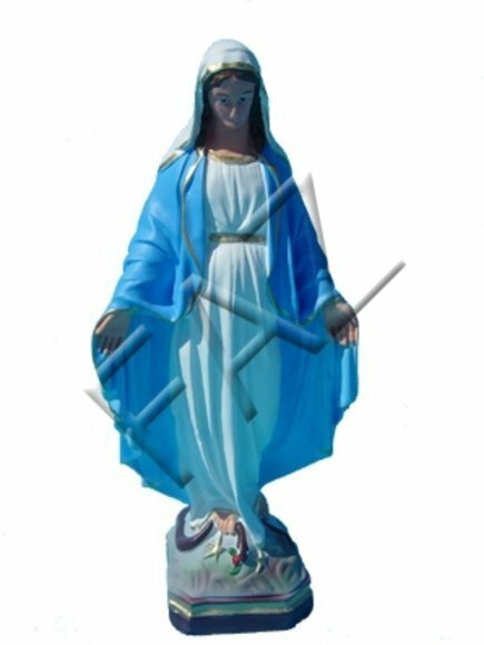 Decorative colorful sculpture designed as standing holy mary in white blue dress 40cm