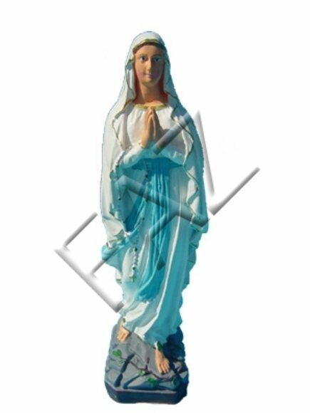 Decorative sculpture designed as praying holy mary in white blue dress 38cm